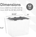 Superio Storage Bins with Lids, Clear Plastic Containers for Organizing, Stackable Totes, BPA Free, Odor Free, Organizer Boxes for Home, and Dorm, 53 Quart (4 Pack, 20.25"x14"x14.6")
