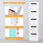 YARDOMGAR 5-Drawer Storage Cabinet with Removable Drawers - 7.87x15.75×33.07in White PP Vertical Plastic Storage Drawers for Toys & Home Decor, 22lbs Capacity (B-White)