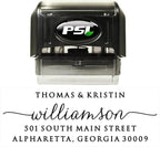 PrettySweetParty Self Inking Return Address Stamp - Custom 4 Line Personalized Address Stamp for Envelopes, Wedding Invitations, Business, Mailing Labels, Black Ink (Calligraphy Script)