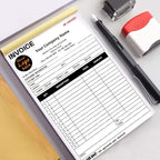 Custom Carbonless Sales Invoice Form Books for Small Business, Personalized NCR 3-Part Receipt Book with Carbon Copies, Cover Add Company Name, Address and Number Printed