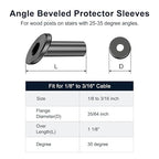 BLIKA 20 Pack 25 30 35 Degree Black Cable Railing Angle Beveled Protector Sleeves for 1/8" 5/32" 3/16", T316 Stainless Steel, Angle Protector Sleeves Stair Cable Railing Hardware Kit for Wood Posts