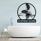 Custom Mermaid Metal Sign,Personalized Mermaid Name metal Signs,Mermaid Wall Decor,Beach Theme Decor, Girls Mermaid Room Decor,Metal Wall Decor (Style-3)