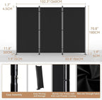 C-Hopetree 3 Panels Room Divider, 6 Ft Tall Indoor Folding Privacy Screen, Portable Partition Separator, Freestanding Separation Temporary Wall for Office, Bedroom, 102" W X 71" H, Black