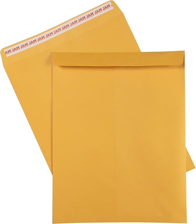 JAM PAPER 12 x 15 1/2 Open End Catalog Recycled Envelopes with Peel and Seal Closure - Brown Kraft - Bulk 250/Box