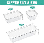 WOWBOX 9 Pack Clear Drawer Organizer Set, Acrylic Drawer Storage Trays, Storage Bins for Makeup, Cosmetics, Jewelries, Utensils, Gadgets, Office