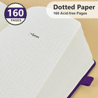 PERCUN Dotted Journal Notebook for Men & Women, 160 Pages Dot Grid notebook for Note Taking, Bullet Journaling Notebook for Work, School, Travel, Writing, A5 Hardcover 5.9" x 8.5" (Purple)