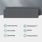 2” Thick Acoustic Panels with Hanging Brackets to the Wall, 2 PCS 47.2” x 11.8” Fiberglass Sound Absorbing Panels for Home Theater Church Office Wall or Ceiling, Medium Grey