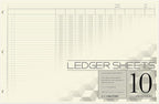 BookFactory Ledger Sheets/Large 10 Column Accounting Ledger Columnar (Ten Columns) Loose Leaf Paper - 17'' x 11'', 50 Pages, Loose Leaf, 3 Hole Punched (Made in USA)