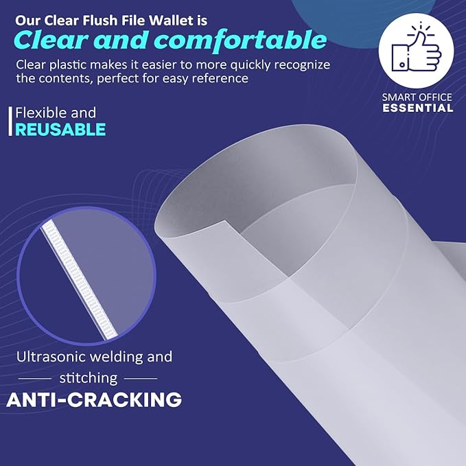 JIKIOU 30 Pack Clear Document Folder Copy Safe Project Pocket L-Type Clear Plastic Folder A4/ Letter Size in Transparent Color(Upgraded Size)