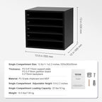 VEVOR Literature Organizers, 5 Compartments Office Mailbox with Adjustable Shelves, Wood Literature Sorter 13.9x12x13 inches for Office, Home, Classroom, Mailrooms Organization, EPA Certified, Black