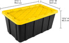 Sterilite 4-Pack Industrial Tote, Plastic Storage Container Bins with Lids, 38 Gallon - Heavy-Duty Organizing Containers for Closet, Bathroom, and Office