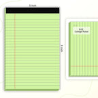 AILZFEI 6pcs Small Note Pad 5x8 College Ruled Green Legal Pads Paper Notepads 6 Pack Study Back Writing Pads 5 x 8 Legal Pads Perforated Narrow Ruled Pads of Paper Green