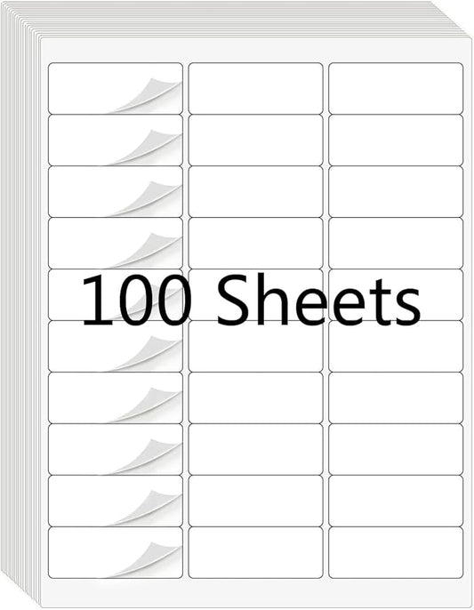 30 UP 1" X 2-5/8" FBA White Shipping Address Labels for Laser and Ink Jet Printer, 30 per Page (100 Sheet, 3000 Labels)