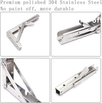 Folding Shelf Brackets, Max Load 300 lb, Heavy Duty Stainless Steel Collapsible Wall Mounted Shelf Brackets for Table, Space Saving DIY Bracket, Pack of 2 (2, Foldable 12")