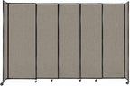 Versare Straightwall Sliding Portable Wall Partition | Freestanding Office Dividers | Locking Wheels | Temporary Room Separator | 11'3" Wide x 7'6" Tall Warm Pebble Fabric Panels