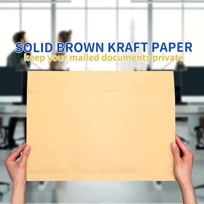 20 Pcs 14 x 18 x 1.6 Inch Large Expandable Catalog Envelopes Manilla Kraft Peel and Seal Envelopes Light Large Mailing for Office Home Documents Magazines Photos Storage Organizing(Brown)