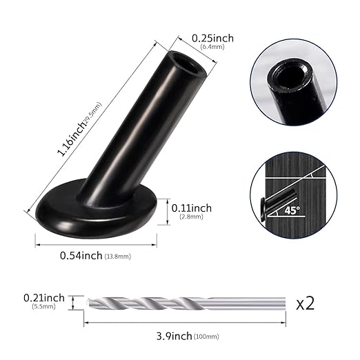 RiaYer 50 Pack 45 Degree Angle Protective Sleeves, Black Cable Railing Corner Protector Sleeve Beveled for 1/8" Wire Rope, T316 Marine Grade Cable Railing Kit with Two Drill Bit for Wood Posts HF039B