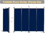 CHOSENM Room Divider, 4 Panel Folding Privacy Screens with Wider Support Feet, 6 Ft Portable Room Partition for Room Separator, 88" W X 71" H, Navy Blue