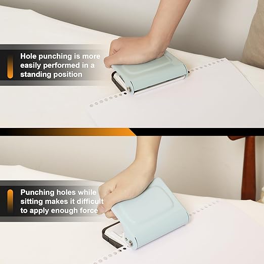 10 Hole Punch Binding Machine for Planners with 10 Multi-Color Binder Rings, 30 Holes on A4, 20 Holes on A5, 26 Holes on B5, 10 Sheet Capacity (Pale Blue)