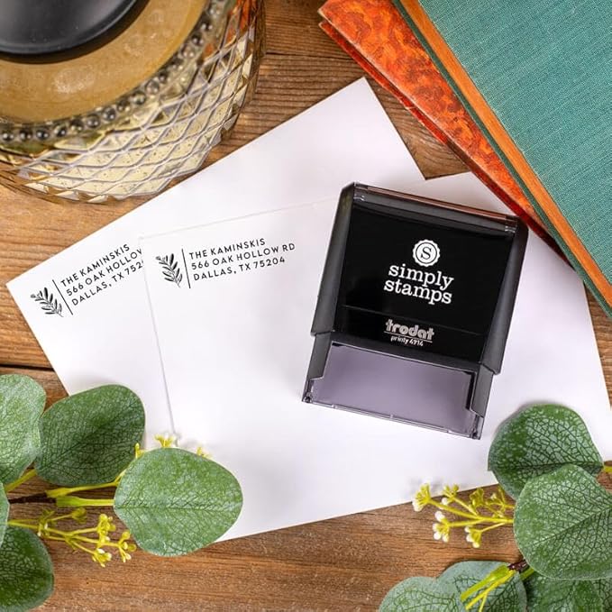 Custom Floral Address Stamp | Choose from 12 Designs | Multiple Ink Color Options | Envelope Return Address Stamp for Couple or Family (Design 2, Large)