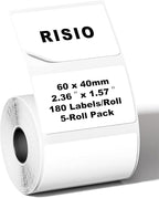 Risio Thermal Labels 2.36"x1.57"(60x40mm),180 Labels/Roll(5 Rolls),Waterproof, Oil-Resistant, Scratch-Resistant Thermal Label Paper,for Barcode/Address/Mailing/Logo/Business/Home