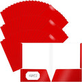 Jutom 50 Pcs 2 Pocket Glossy Paper Folders Glossy Paper Laminated Portfolios, Letter Size, Presentation Folders with Pockets for Office Teacher Worker Supplies(Red Color)