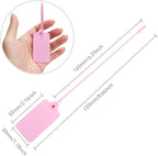 100 Pink Blank Plastic Tags for Labeling Waterproof Hanging Labels Writable Tags Seal Plastic Marking Label for Clothes Bags Keys Inventory with One Marker Pen