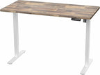 VIVO Electric 55 x 28 in Standing Desk, Memory Height Adjustment, 1B Series, Holds 220 lbs, One-Piece Reclaimed Wood Top, White Frame, DESK-KIT-1W55P