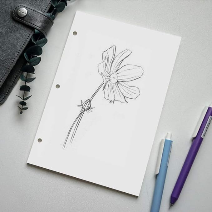 (5-Pack) A5 Filler Paper, 3 Hole Planner Refills, Organizer, Loose-leaf Binder Paper, Total 500 Sheets/1000 Pages, 100gsm, Blank, White Paper, 5.8 x 8.2 Inch, 3 Hole Filler Paper