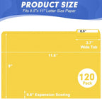 File Folder, HERKKA 120 Pack 1/3 Cut Tab File Folders, File Folders Great for Organizing and Filing, Letter Size, Yellow