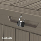 Decksplore 35 Gallon Outdoor Storage Box Waterproof Lockable Resin Deck Box Large, Patio Storage Bin for Pool Accessories Cushion Furniture, Garden Tools, UV-Resistant Outside Delivery Grey
