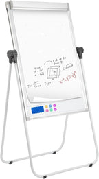 U-Stand Magnetic Whiteboard Easel 36 x 24 Inch, Double Sided Dry Erase Board with Flipchart Paper Pad (25 Sheets)- Height Adjustable Standing Whiteboard for Modern Home Office, Homeschool & Studio
