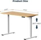 FitStand Adjustable Stand Up Desk with Memory Preset,Electric Standing Desk 47 x 24 Inch Home Office Desk Computer Workstation Sit Stand Desk, Splice Maple Top + White Frame