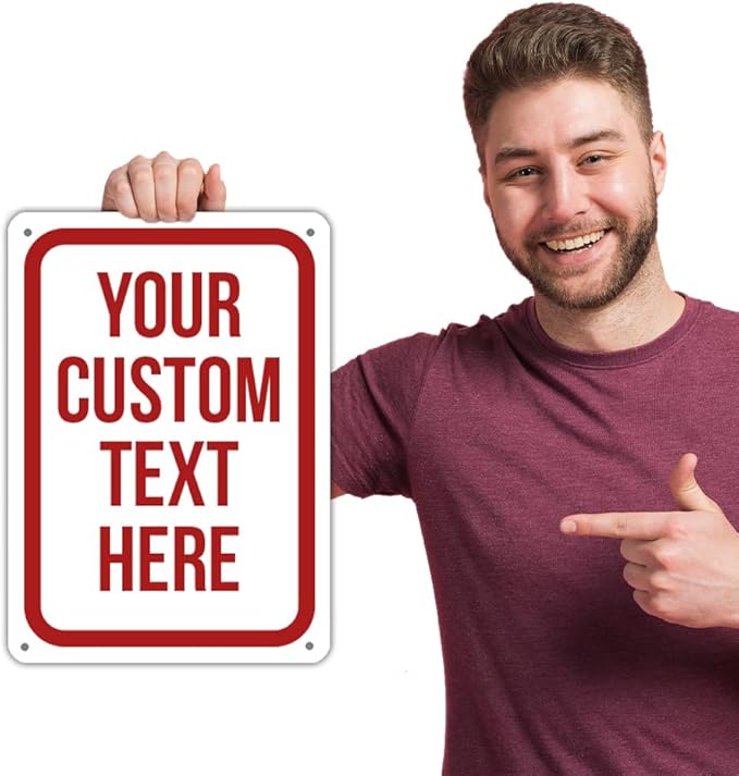 Custom Sign, Personalized Signs for Office, Business, Workplace, Warehouse, Airbnb, Warning Label, Delivery Red Border Signs, 12 x 18 Inches, Rust Free PVC, Waterproof, Hazard Information, Made in USA (Multi-color, 12 x 18")