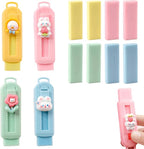 BetterJonny Sliding Retractable Eraser, 4 Color Push Pull Erasers and 8 Refills, Animal Erasers for Pencils Drawing(C)