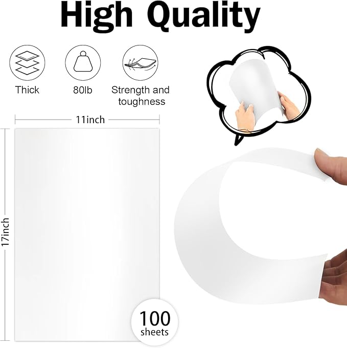 White Shimmer Cardstock Ledger Paper 11x17, Goefun Shimmer Card Stock for Printer 80 lb Metallic Cardstock Pearl Paper for Brochures, Flyers, Art Prints, 100 Pack