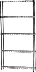 Shelving Inc. 8" d x 36" w x 72" h Chrome Wire Shelving with 5 Tier Shelves, Weight Capacity 800lbs Per Shelf