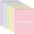 Maitys 6 Pcs Legal Pad Steno Spiral Notebook 8.5" x 11" Top Bound Spiral Pads Hard Cover College Ruled Notepad 70 Sheet Pad for School Office University Home(Macaron Color,Luxurious Style)