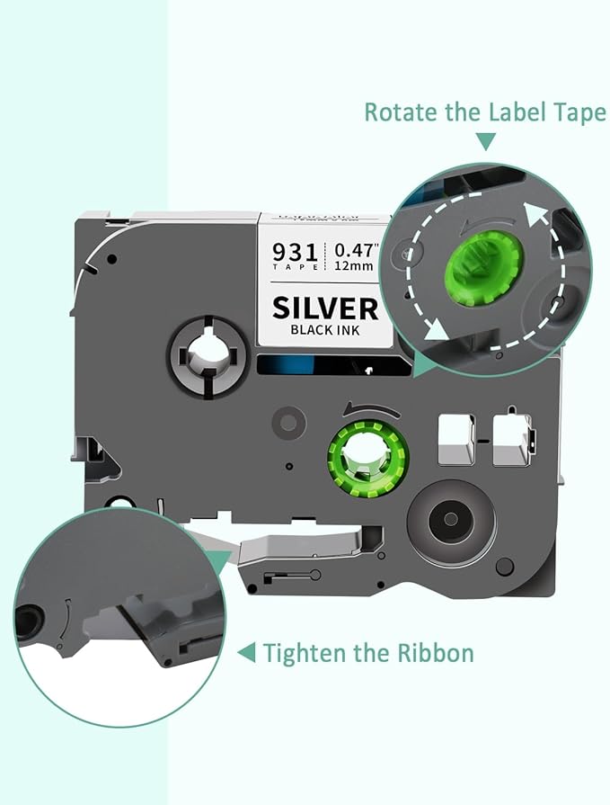 6-Pack 12mm 0.47" Laminated Multi-Color Label Tape Compatible for Brother Tze-931 Tze-831 Tze-233 Tze-334 Tze-335 P Touch Tape Tze Tz 12mm 0.47" Color for PTH110 PTD220 PTD210 PTD400 PTD610BT