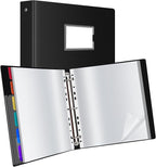 Uquelic 50-Pocket Binder with Plastic Sleeves for Letter/A4 Size(11" x 8.5"), Document Binder Organizer for Papers, Certificates and Artwork, Colorful PP Divider Pages for Presentation