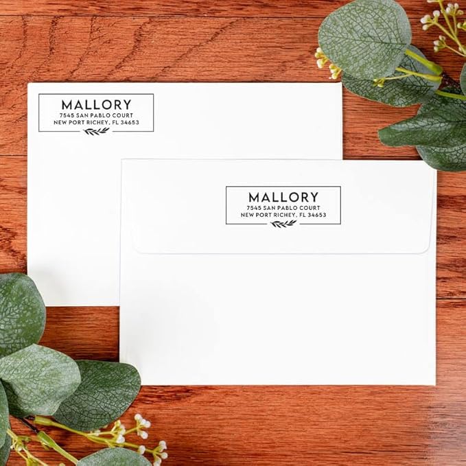 Custom Floral Address Stamp | Choose from 12 Designs | Multiple Ink Color Options | Envelope Return Address Stamp for Couple or Family (Design 1, Large)
