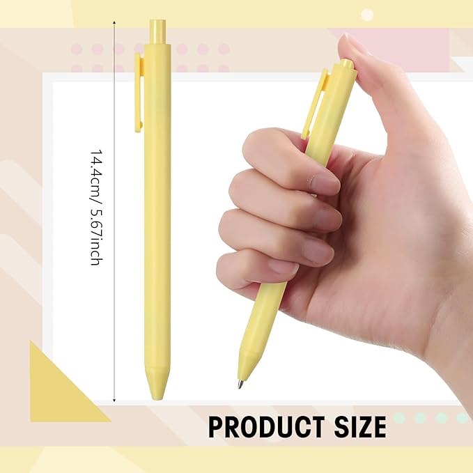 Teling 100 Pcs Ballpoint Pens Retractable Comfortable Cute Stylish Writing Pens in Medium Point 1.0 mm for Office Supplies(Yellow)