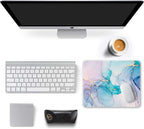 Auhoahsil Mouse Pad, 12 x 10 in Marble Art Theme Computer Mouse Pad for Desk, Premium-Textured Non-Slip Rubber Stitched Edges Waterproof Square Mouse Mat for Gaming Work Wireless Mice, Blue