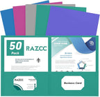 Two Pocket Folders, RAZCC 50 Pack 2 Pocket Folders Fit Letter Size Paper, Paper Folders with Pockets for School Office Business Home (Assorted 5 Colors)