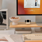 ROCDEER Bamboo Monitor Stand Riser with Acrylic Legs for Desk, 31.5 Inches Desktop Shelf Supports for PC Computer Monitor, Laptops, Printer, Speakers (Natural)