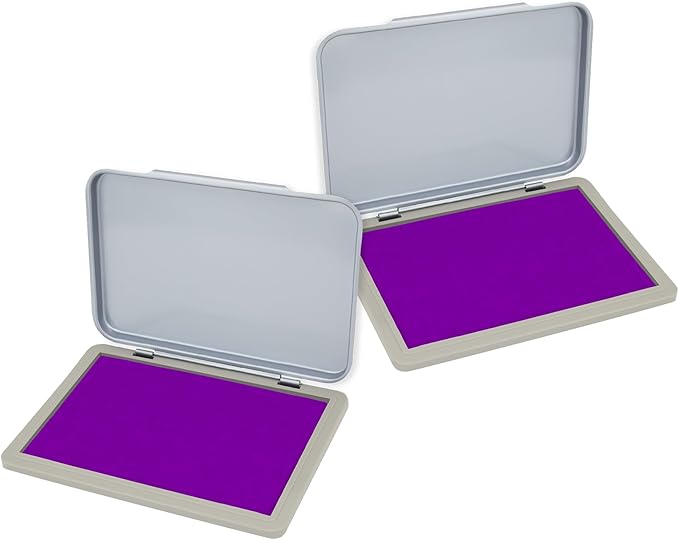 2 Pack Metal Case Stamp Pad Medium Size, Purple Color - Size: 3" x 4" - Choose from 15 Ink Colors