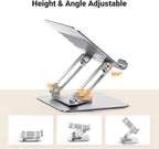 UGREEN Tablet Stand Holder for Desk with 360° Rotating Base Aluminum Dual Rod Support Adjustable Home Office Accessories Compatible with iPad Pro 13 12 11 Air Mini 5 4 3 Phone E-Reader Silver