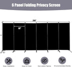 Room Divider 6FT Folding Privacy Screens, 6 Panel Partition Room Dividers w/Freestanding Design, Portable Wall Divider for Room Separtation, Fabric Screen Panel for Home Office Bedroom Dorm
