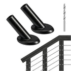RiaYer 20 Pack 45 Degree Angle Protective Sleeves, Black Cable Railing Corner Protector Sleeve Beveled for 1/8" Wire Rope, T316 Marine Grade Cable Railing Kit with Two Drill Bit for Wood Posts HF039B