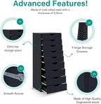 Naomi Home Bianca 9-Drawer Craft & Office Storage Cabinet, Black – Ultimate Rolling Organizer for Arts & Files, Ample Space in Compact Form, 15.7" D x 18.9" W x 39.3" H